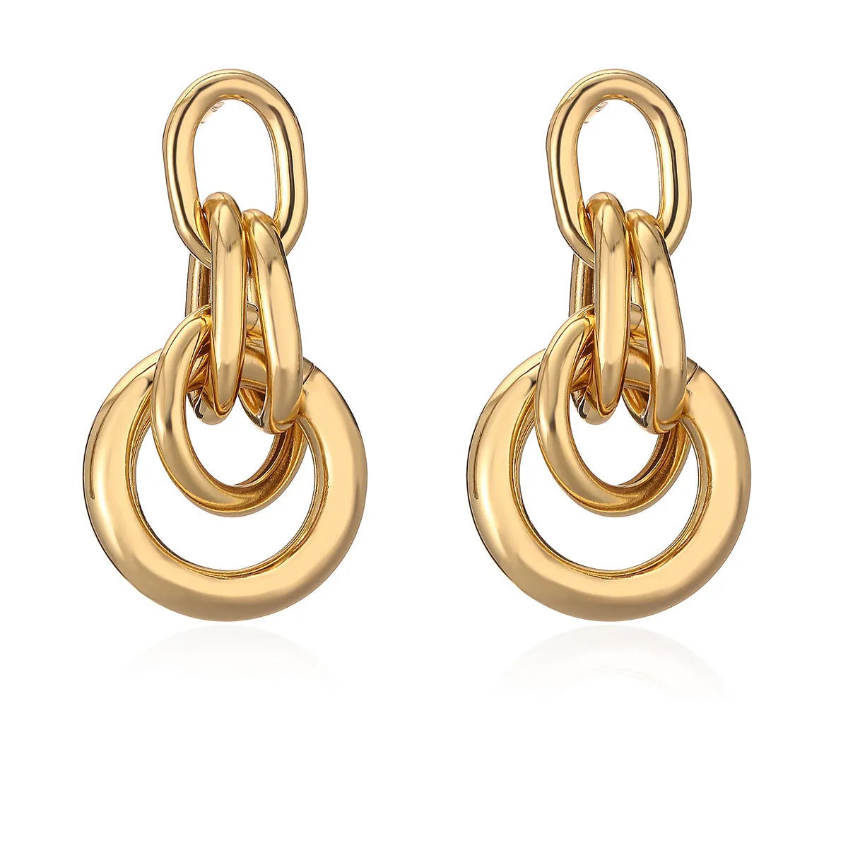 Gold geometric copper earrings with irregular shape for women