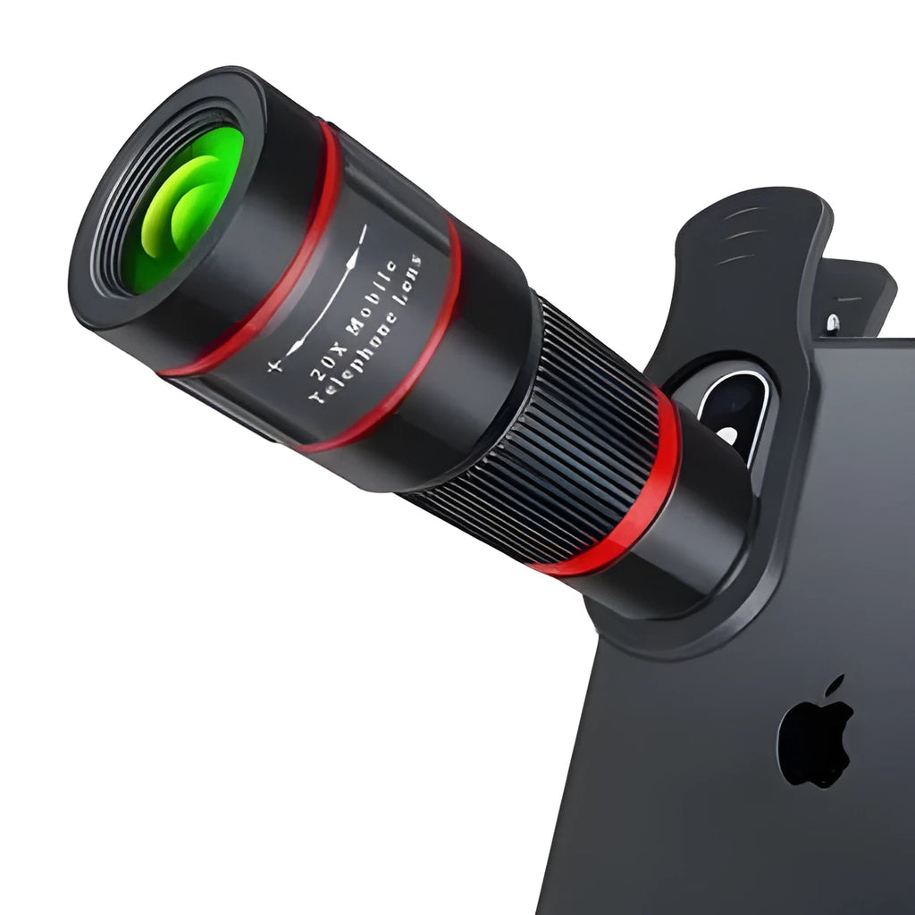 20x mobile phone telescope lens with universal clip for smartphone attachment