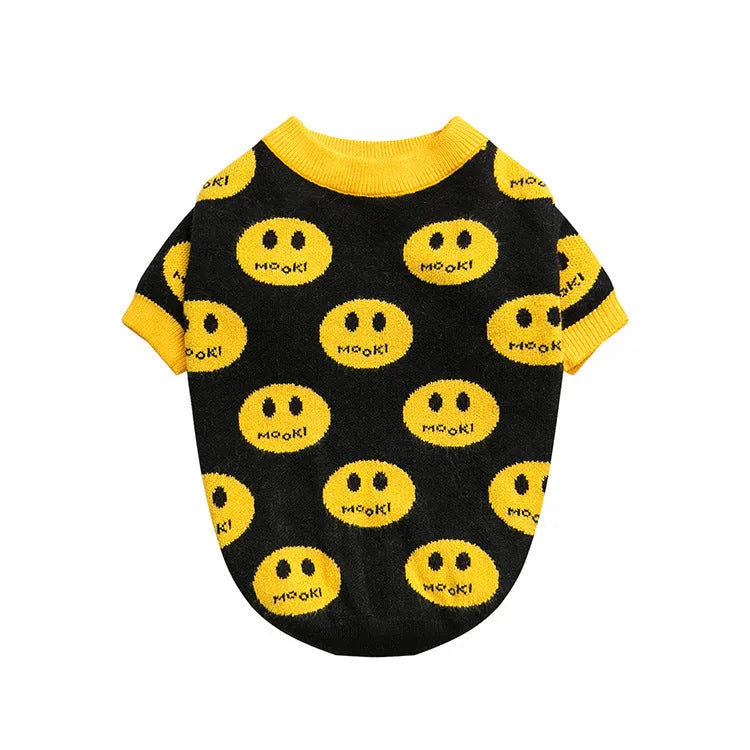 MK9 smile sweater for dogs and cats in black wool knit casual style