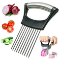 Stainless steel food slice assistant with ABS handle for kitchen slicing tasks