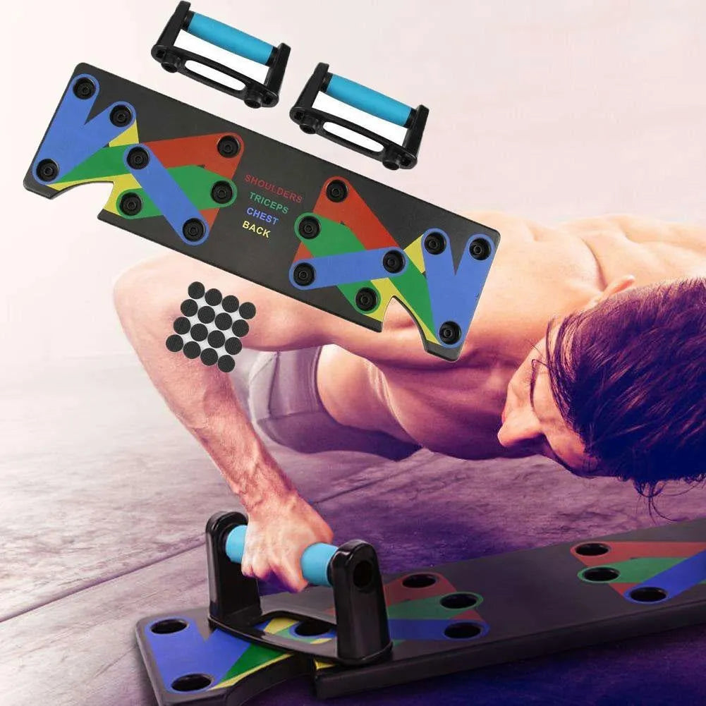 Power Press push up board with nine colour-coded positions, ABS plastic, 59.5 x 18.3 cm