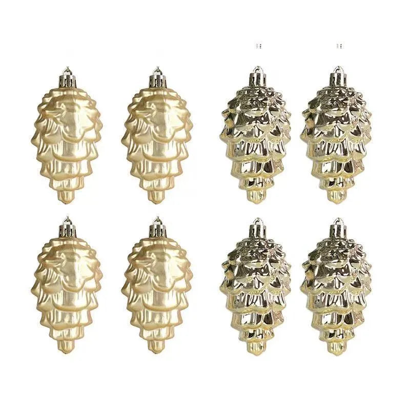 Plastic Christmas hat tree pendant in champagne gold, 7cm size, with loop for hanging