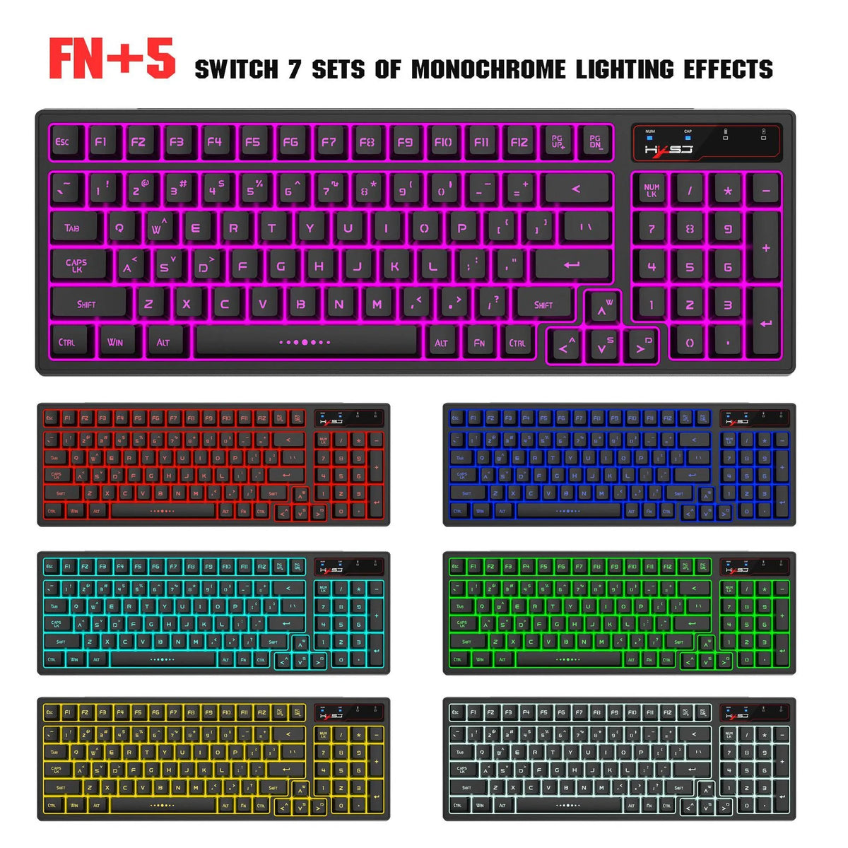 L99 2.4G wireless keyboard and mouse set with 96-key RGB membrane keyboard and 7-key Type-C rechargeable mouse