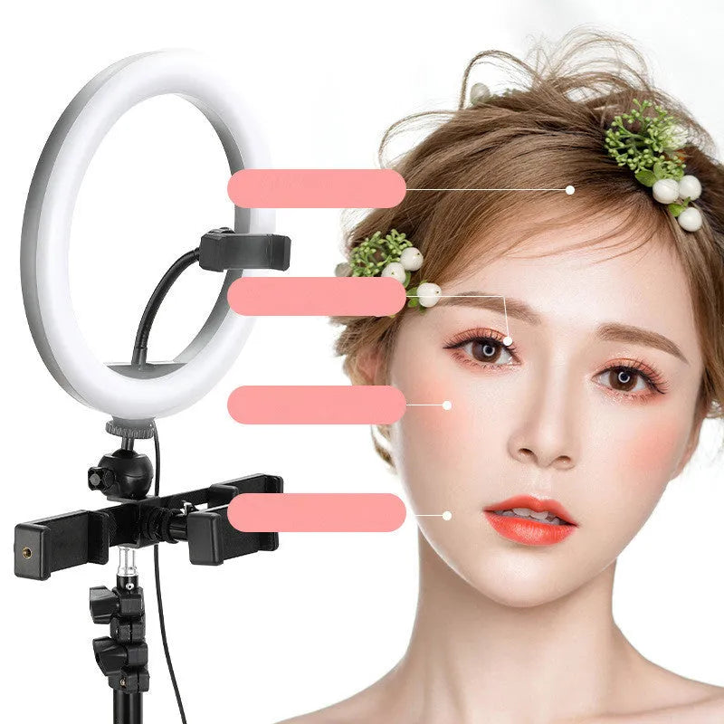 10-inch ring selfie beautifying light with adjustable 19cm metal bracket for smartphones