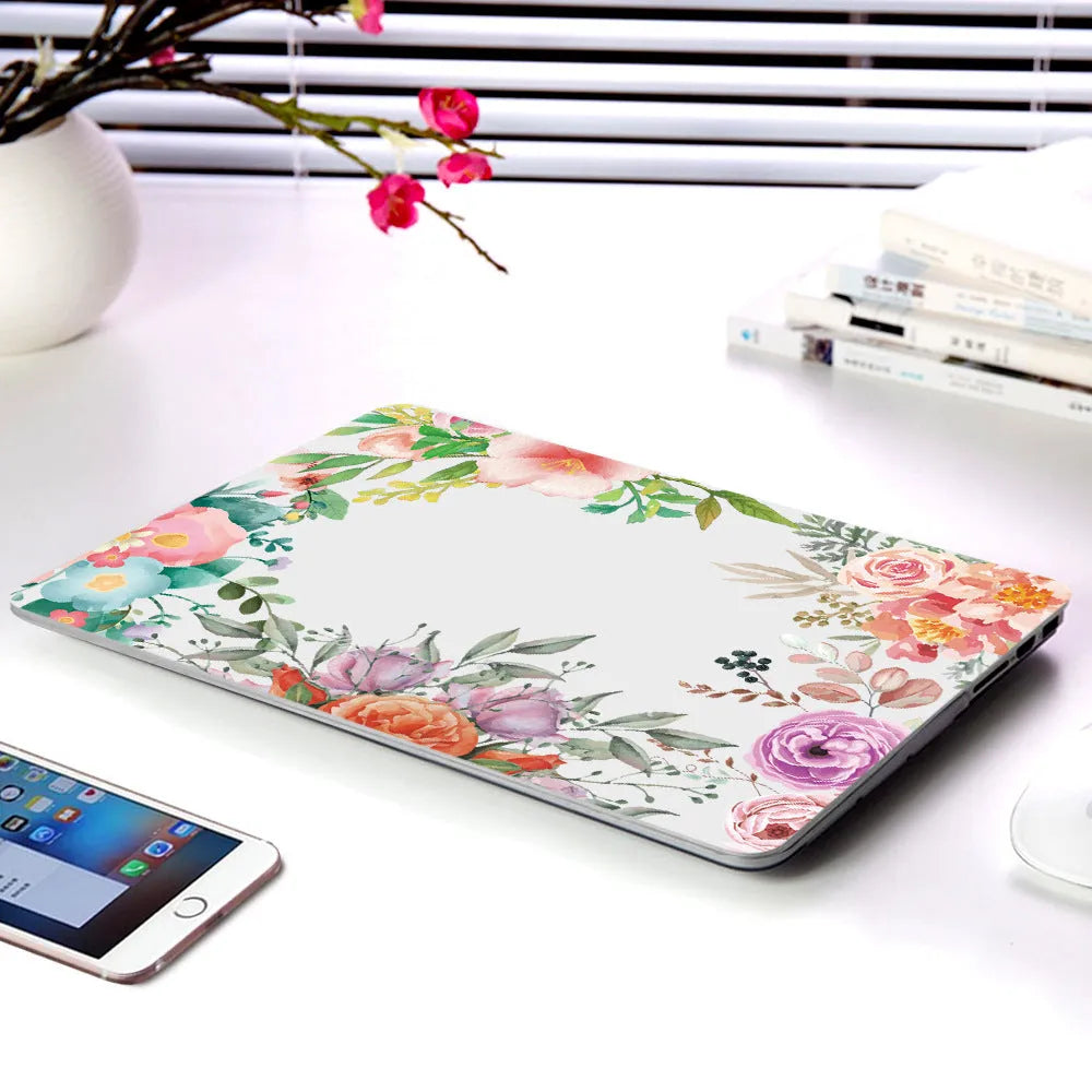 Plastic protective shell with flower pattern for Apple MacBook Air and Retina laptops