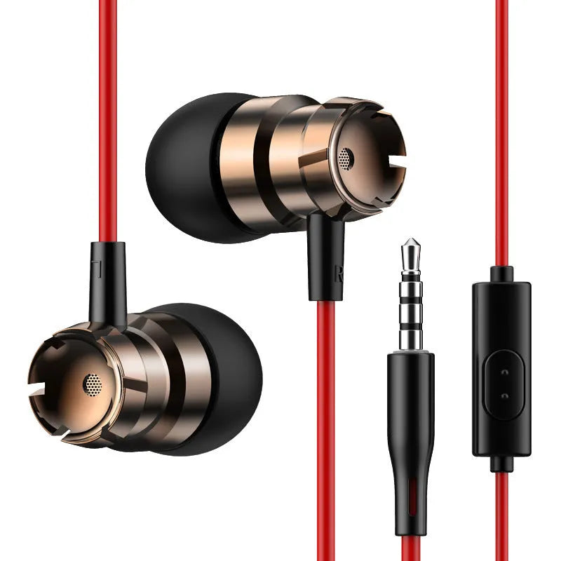 Wired in-ear headphones with 3.5mm plug and microphone in various colours