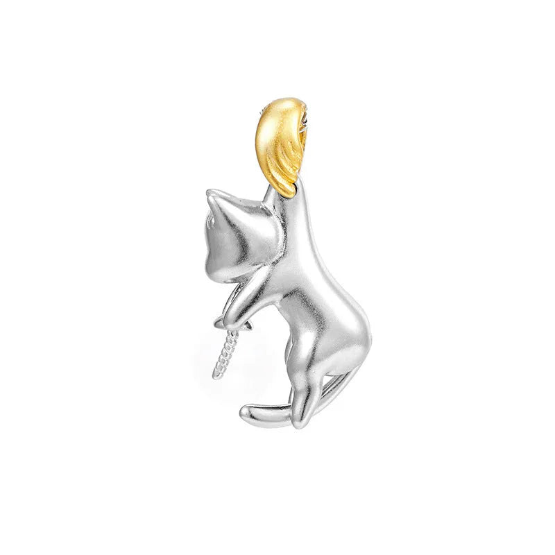 925 sterling silver clavicle chain necklace with cat pendant and electroplating finish