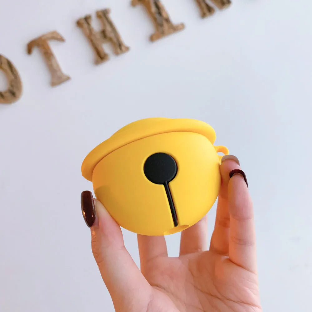 Yellow silicone bell-shaped case for AirPods 1 and 2 wireless headphones