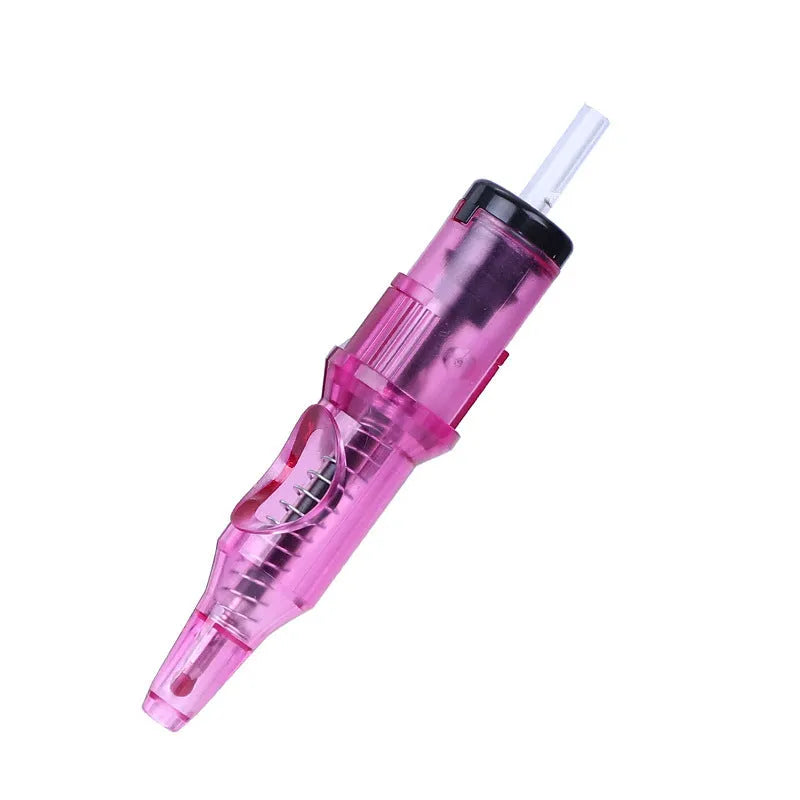 Tattoo drawing pen with needle system in multiple colours for line work and colour application