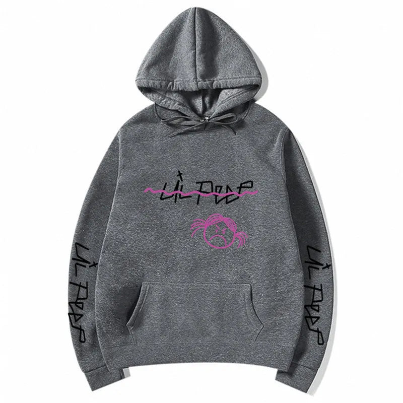 Lil Peep Love Winter hoodie in Beige, loose fit, hooded, printed Cry Baby design