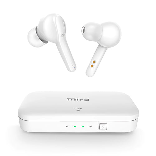 Black true wireless Bluetooth earbuds with in-ear design and IPX5 waterproof rating.