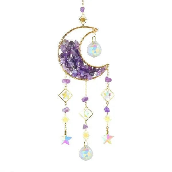 K9 crystal moon car pendant measuring 420mm long with 100mm diameter reflective element