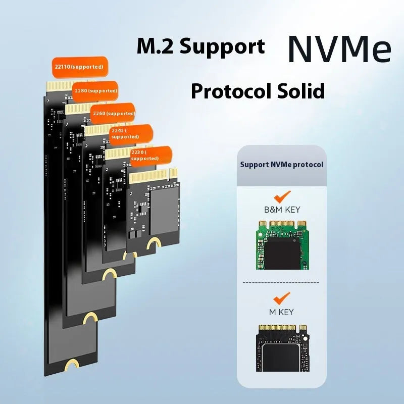 Black external hard disk enclosure with Type-C port for solid state drive installation