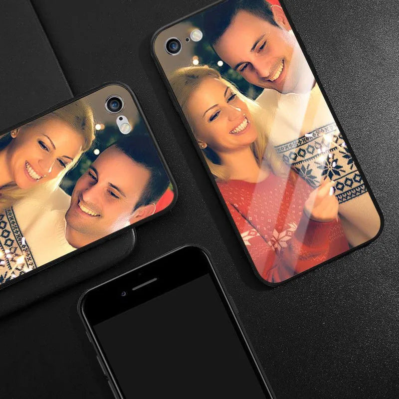 Ultra-thin patterned iPhone case with a raised edge protecting the screen and camera lens.