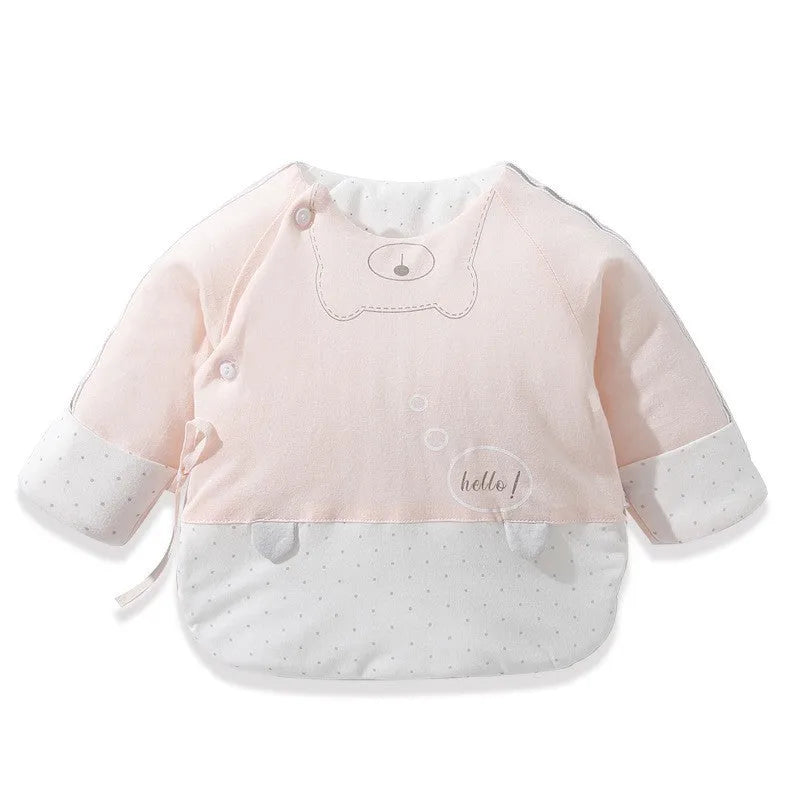 Hani half-back cotton baby top for newborns in yellow, 59cm height, round neck, 100% cotton