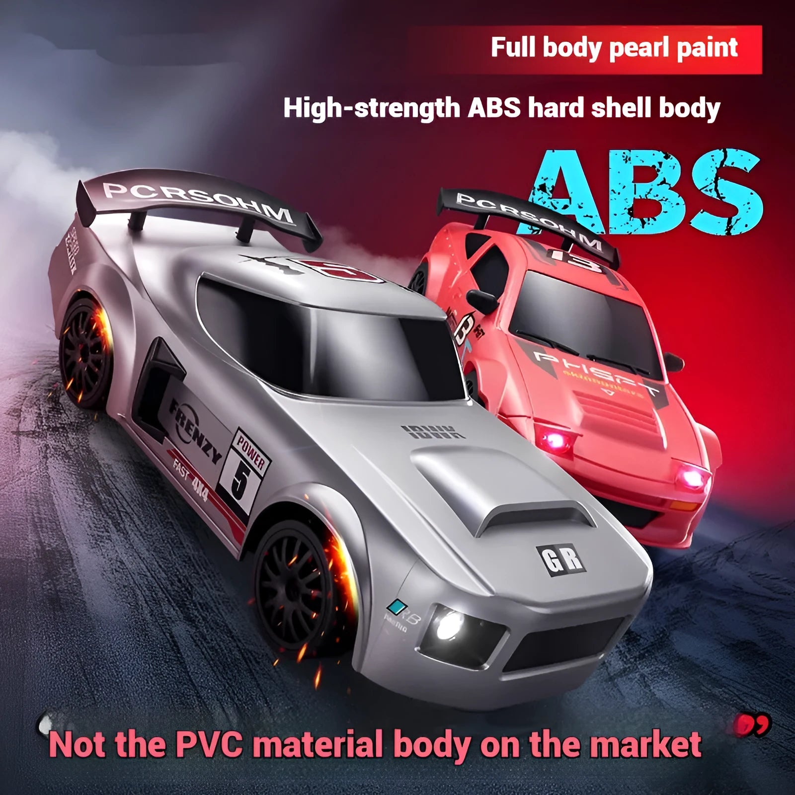 1:43 scale high-speed remote control car in plastic with four-wheel drive and gyroscope
