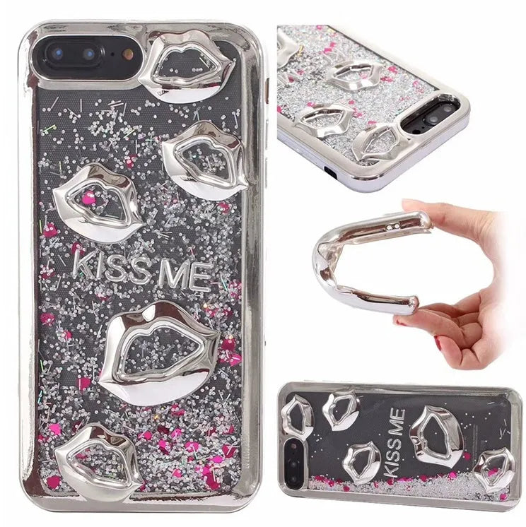 Three-dimensional lips TPU back cover phone case for Huawei P20 P30 in golden colour