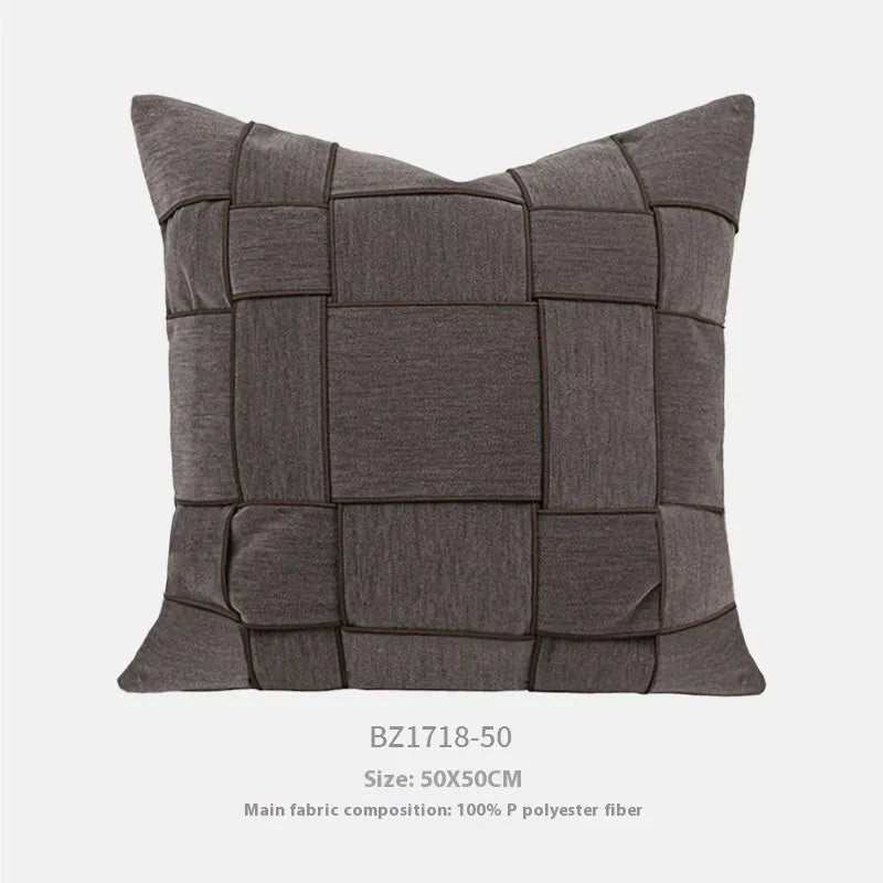 Chenille woven square pillow cushion with feather velvet filler in 50x50cm size