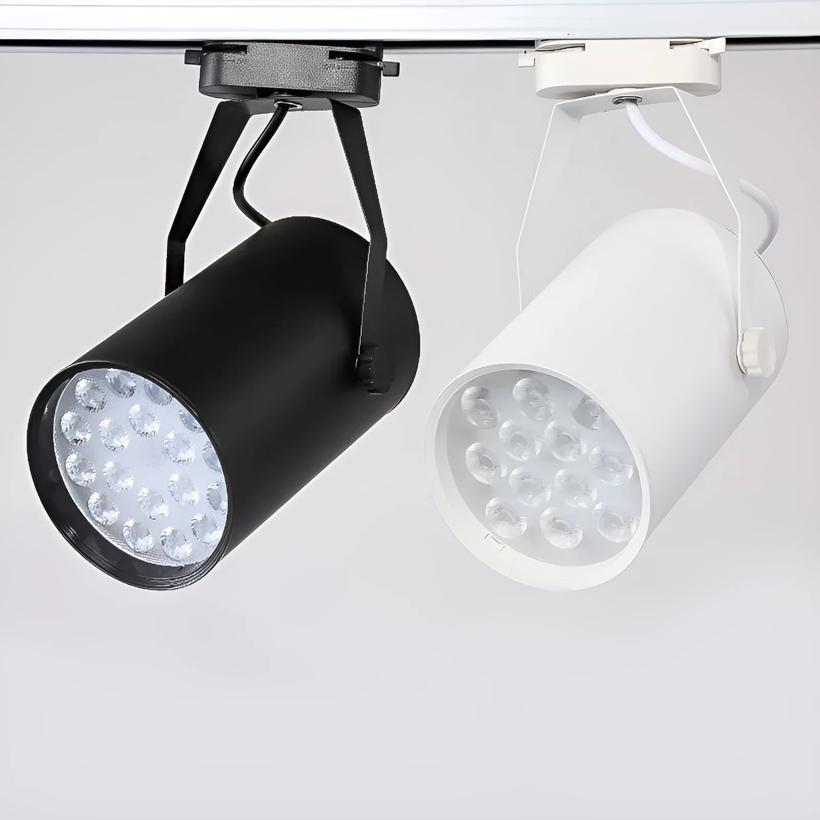 Modern aluminium LED track spotlight in black and white for clothing store background wall display
