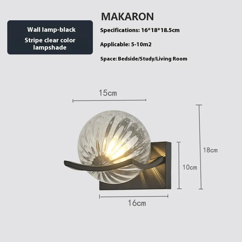 Black modern minimalist wall lamp with choice of cover, 85-265V, 5W or 12W, 160mm x 180mm x 180mm