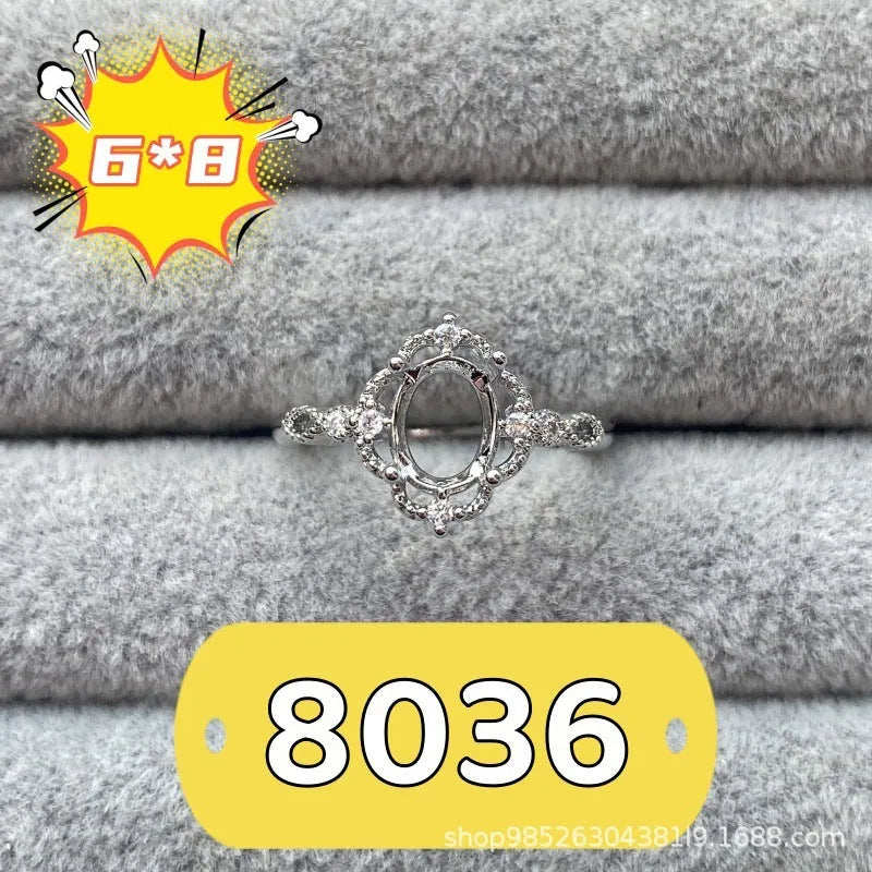 Oval denier ring with five-pointed star design and 6x8mm stone in Korean style