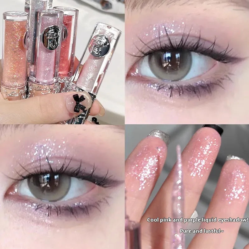 Ballet Liquid Eye Shadow bottle showing one of five glittering colour options: Star Man Sakura Field, Doll Logs, Butterfly Paradise, Nutcracker, or Pillow Fairy Tales.