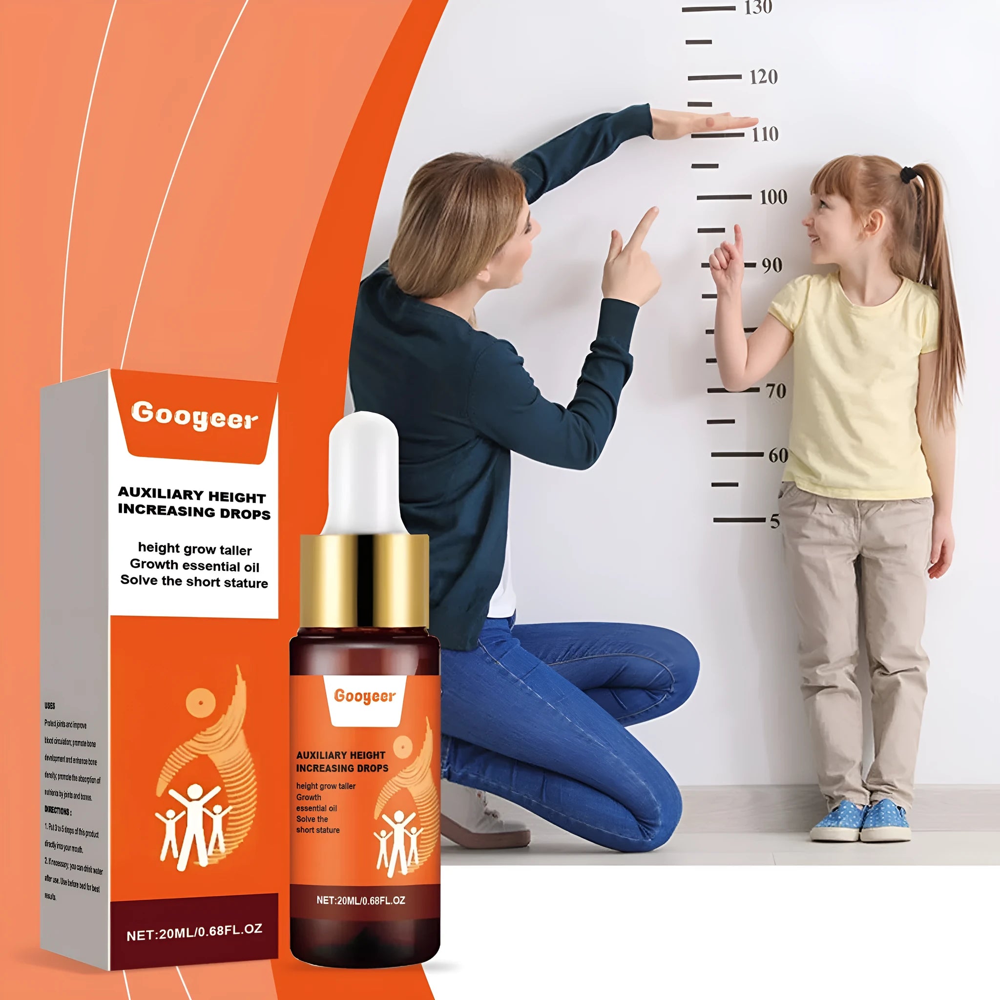 Googeer Auxiliary Height Increasing Drops 20ml body treatment bottle with peppermint extract and vitamin B1