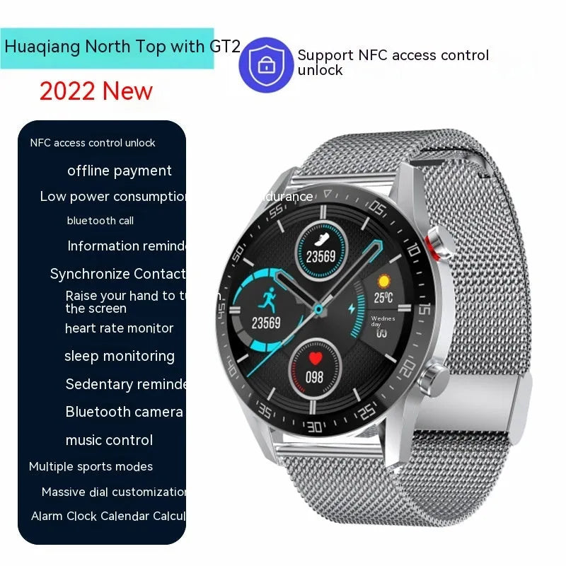 Black smart watch with 1.3 inch touch screen and Bluetooth calling feature on wrist