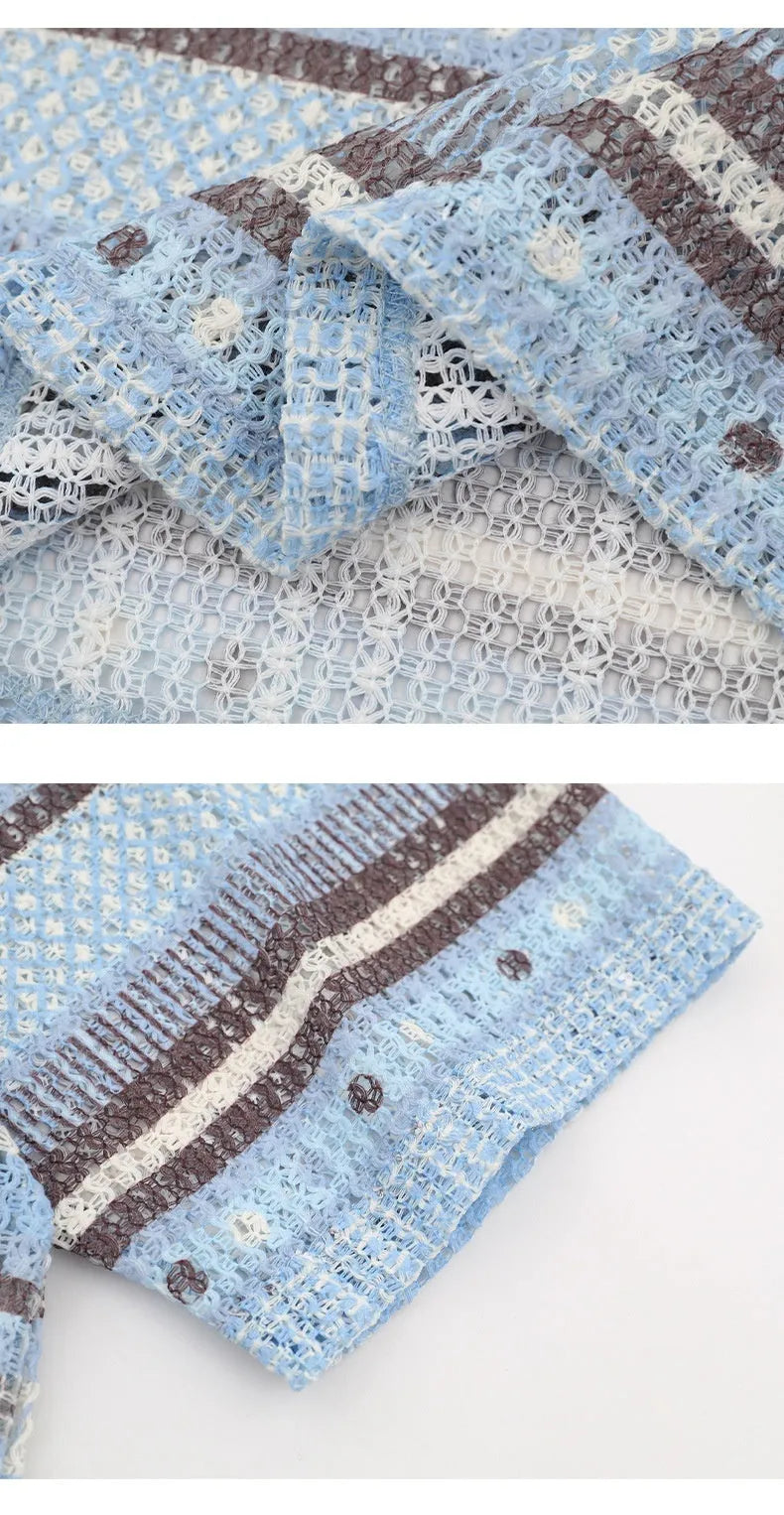 Men's printed short sleeve shirt in loose fit with polyester fabric available in yellow and blue colours