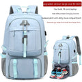 80L business travel backpack in black, Oxford cloth with composite cowhide, 55x20x35cm, USB interface