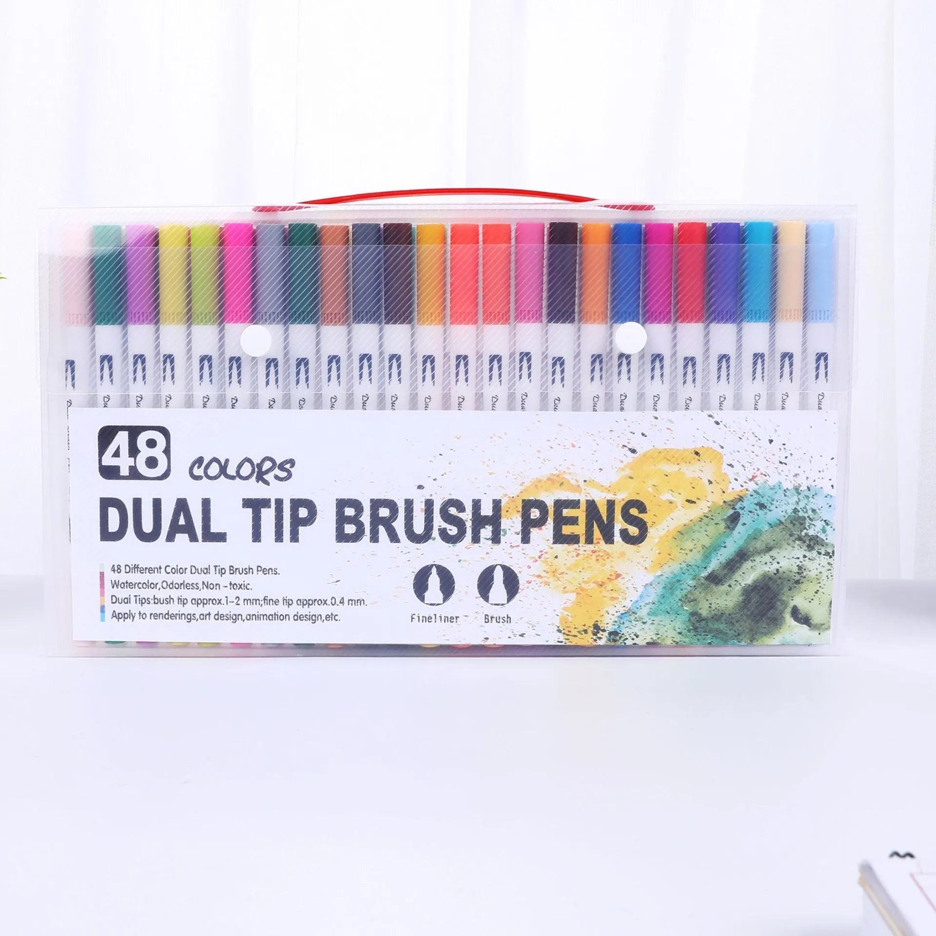 Set of watercolour brush pens with a water brush for blending, available in multiple colour counts.