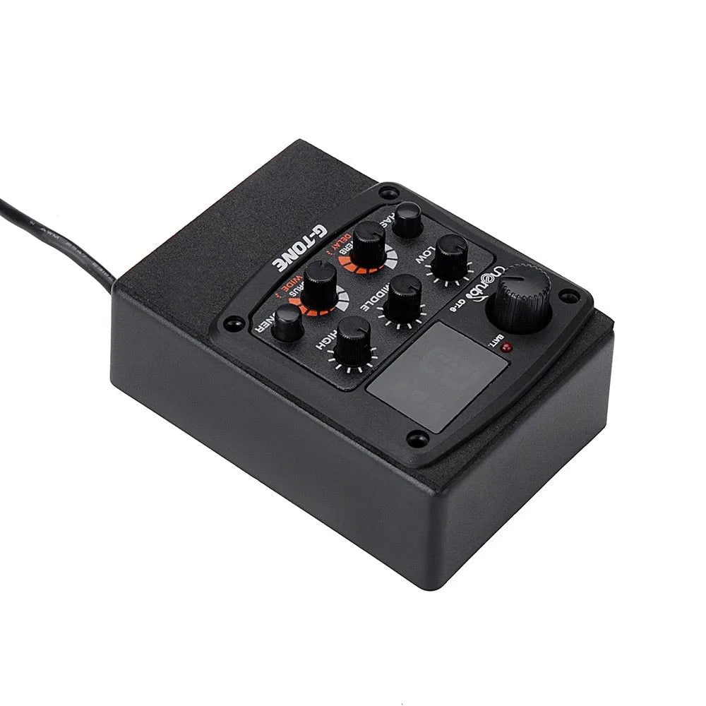 Black Cherub GT-6 acoustic guitar EQ and effects unit for soundhole mounting