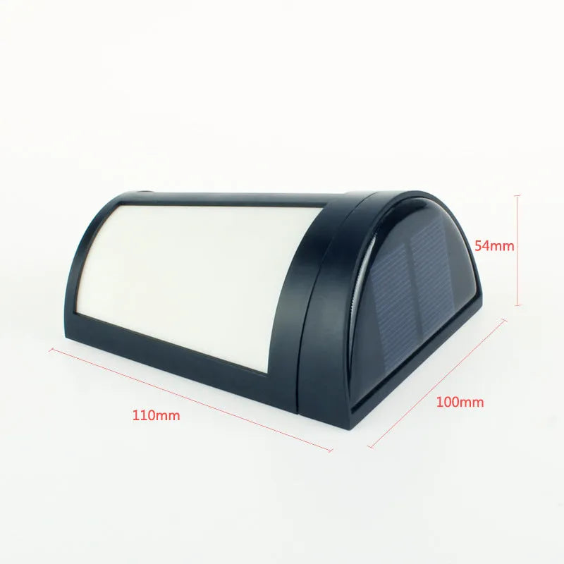 Solar-powered outdoor wall lamp with 6 LEDs and automatic sensor for garden pathway lighting