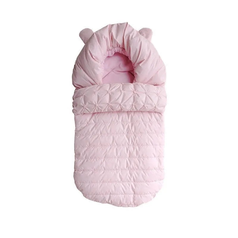 Baby sleeping bag in blue, made from nylon faux silk fleece, size 45x90cm