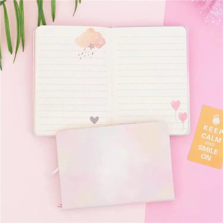 Cloud bubble light notebook with imitation leather cover, wireless binding, 12x17cm paper, Love or Star bright cover option