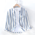 Plus size men's Hong Kong style long sleeve shirt in lightweight fleece-lined polyester fabric