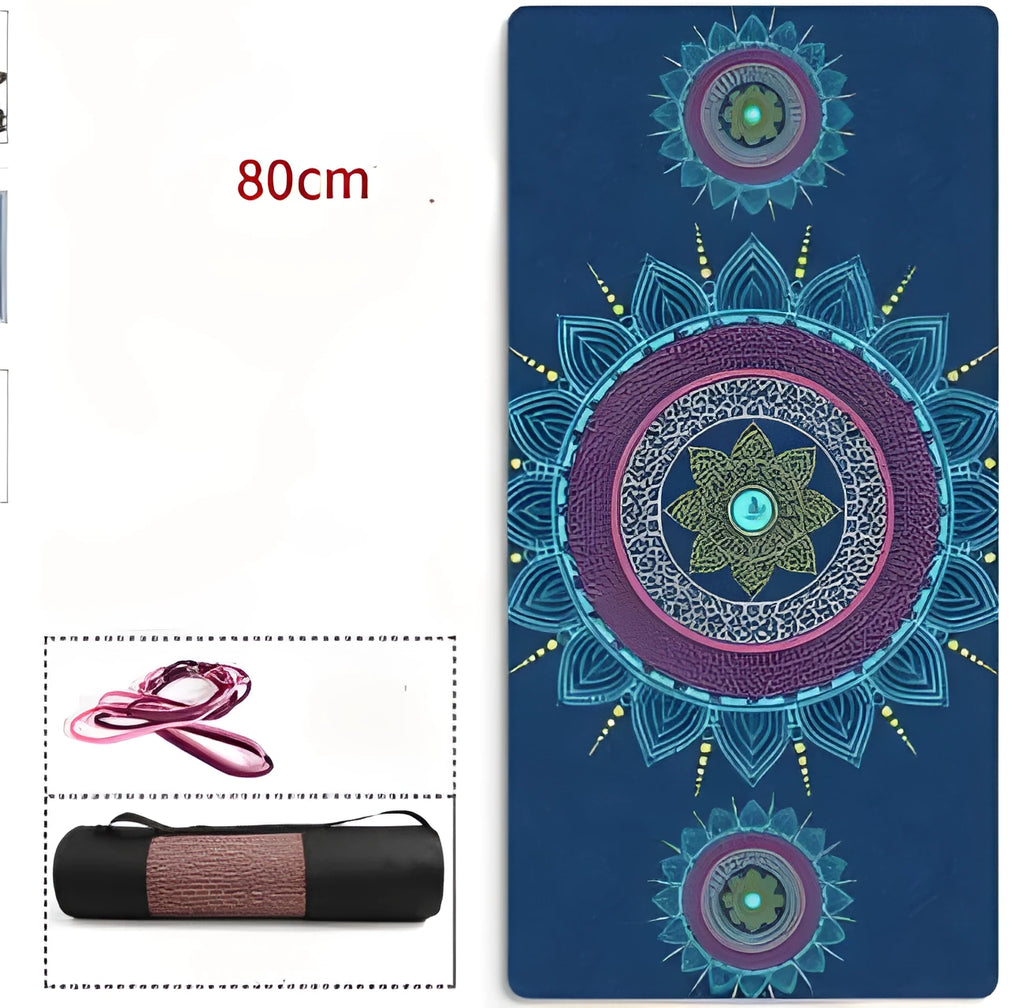 Beginner yoga mat in midsummer light year colour, TPE and suede, 183cm x 80cm, 6mm thick, geometric pattern