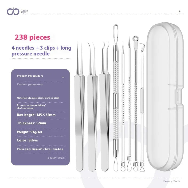 Four metal acne needles with ultra fine points, shown in assorted colours from a 33-option range.