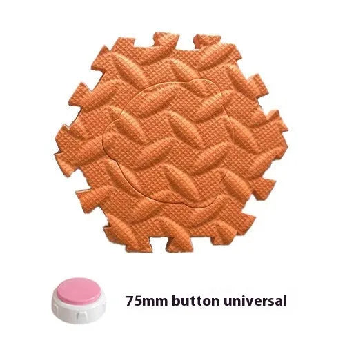 EVA foam pet ac button non-slip mat in green, square shape 16x16x1cm, on a wooden floor