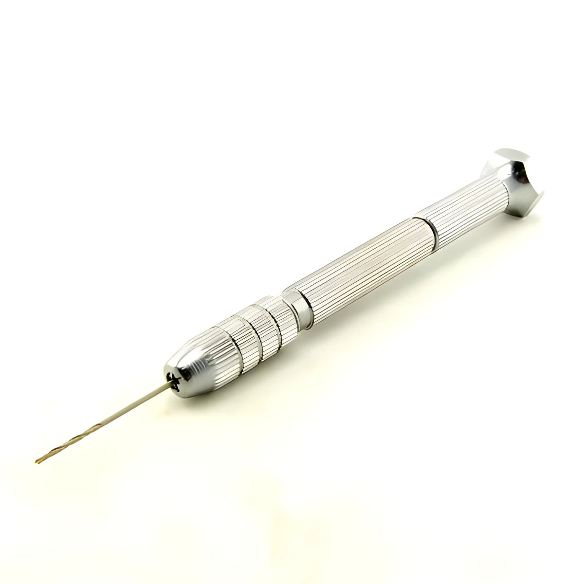 Manual hand drill set kit with hexagonal hand twist drill and 0.5mm to 3.0mm chuck in white steel