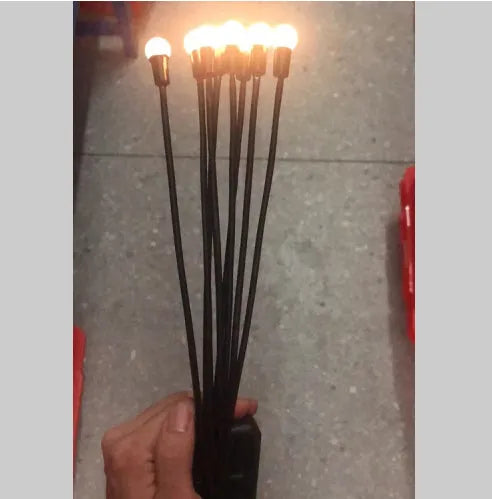 Solar-powered LED firefly ground lamp with multiple light heads for garden pathway illumination