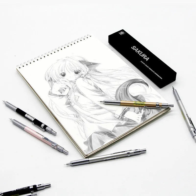 Japanese cherry mechanical pencil in metal construction with 0.5mm or 0.3mm lead options