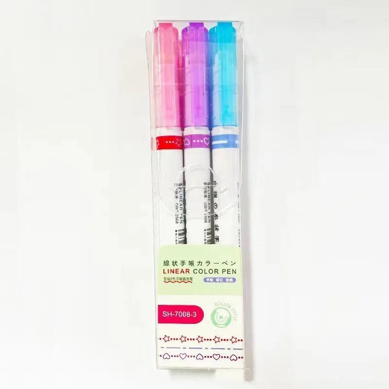 Creative curve pen roller outline pen set with plastic case in box packaging