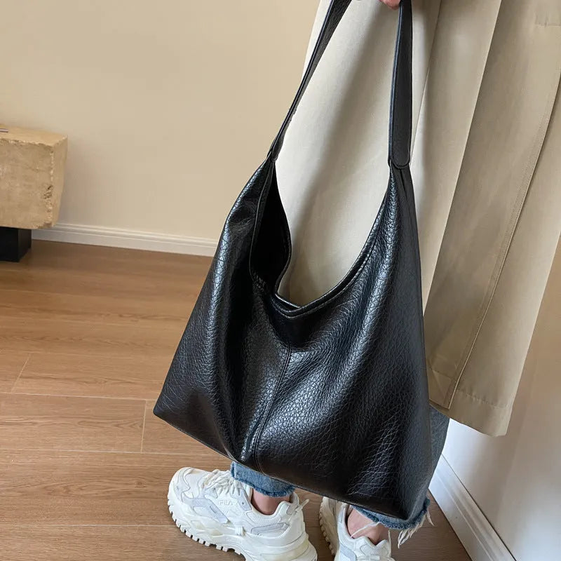 Two soft PU leather handbags in underarm Korean style with small wallet, available in multiple colours
