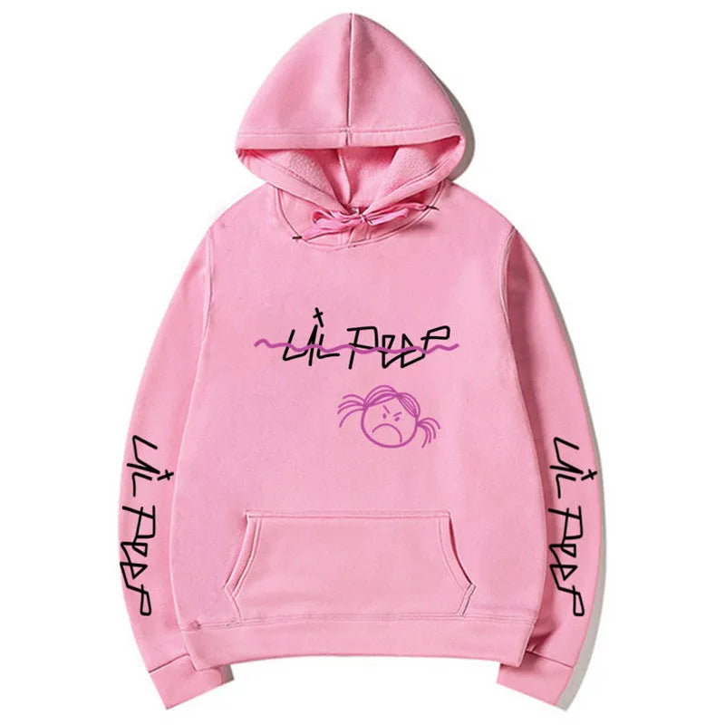 Lil Peep Love Winter hoodie in Beige, loose fit, hooded, printed Cry Baby design