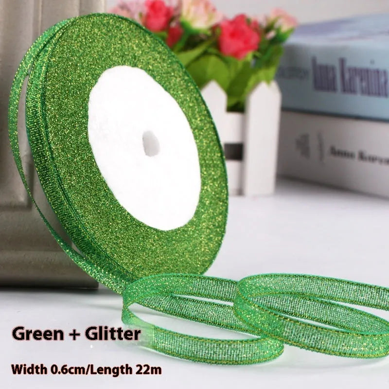 Polyester gift packaging ribbon roll in selected colour, 0.6cm wide decorative band