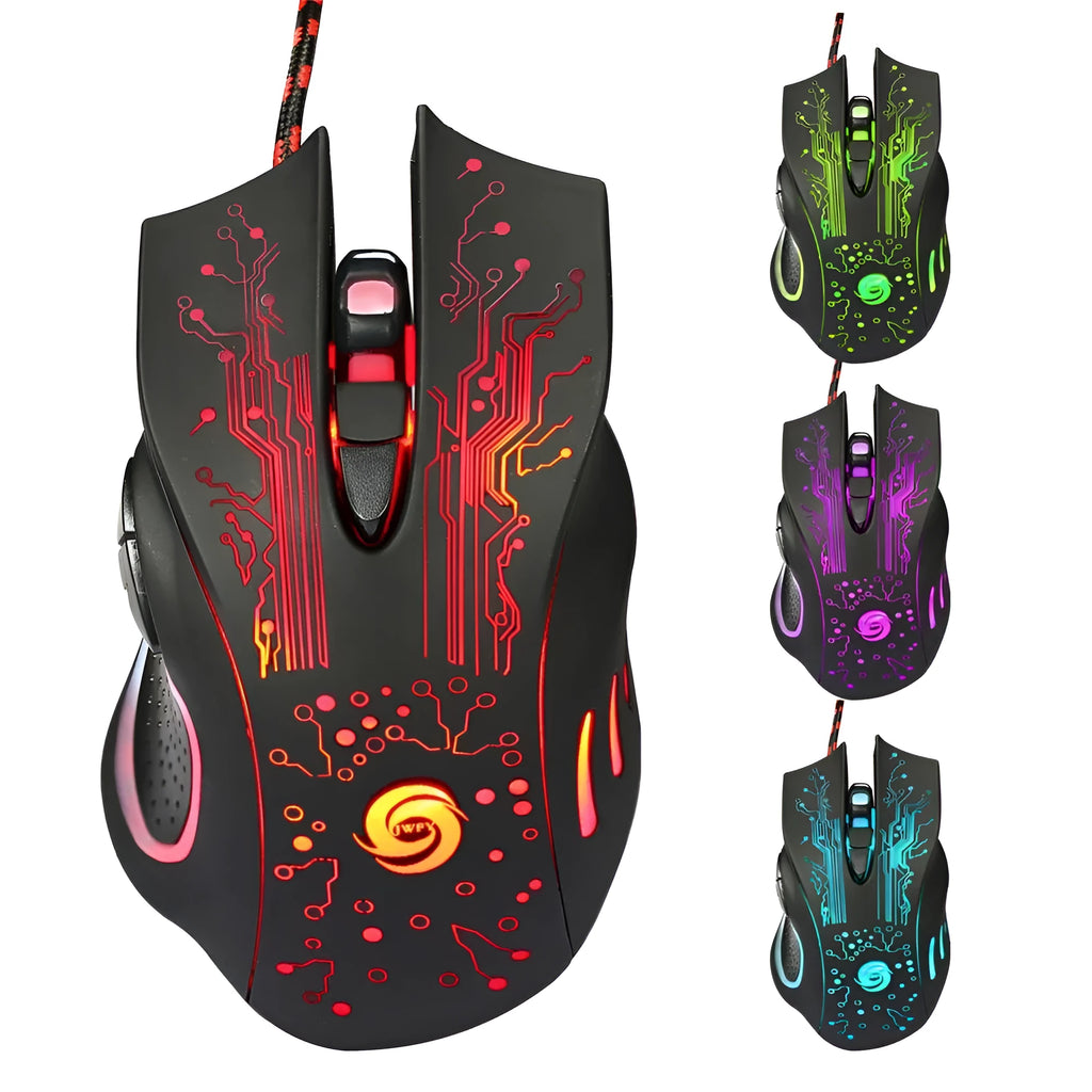 USB wired gaming mouse with 5500DPI adjustable resolution, 7 buttons, ergonomic design, LED backlight, 134x84x40mm