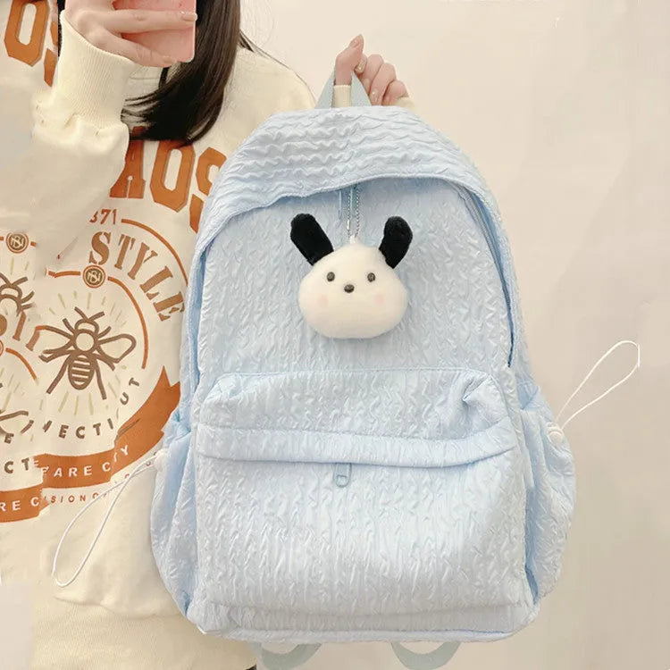 Large capacity nylon school backpack for Grade 5-6 students in solid colour with air pillow belt