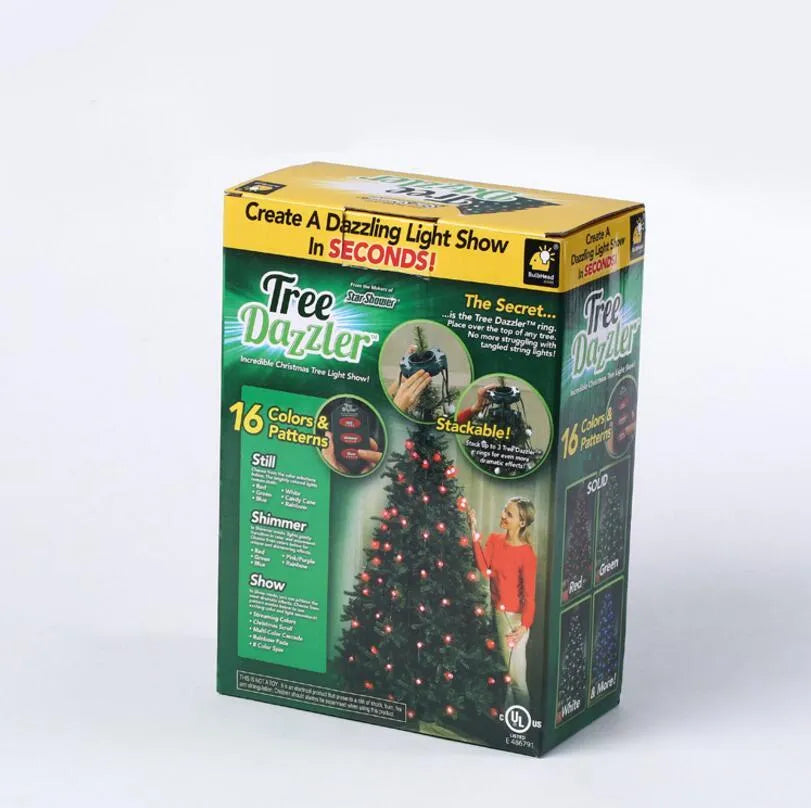 64 LED Christmas tree light string with button control for dimming and colour change, suitable for 1.8 metre trees.