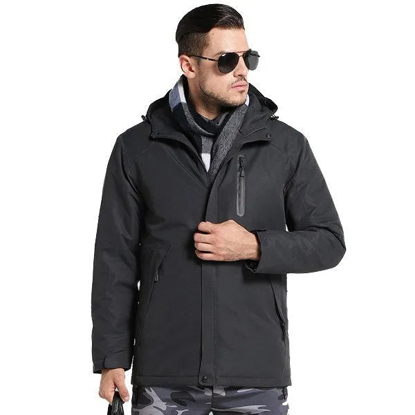 USB heated cotton jacket in black, waterproof windbreaker, men and women, sizes S-3XL